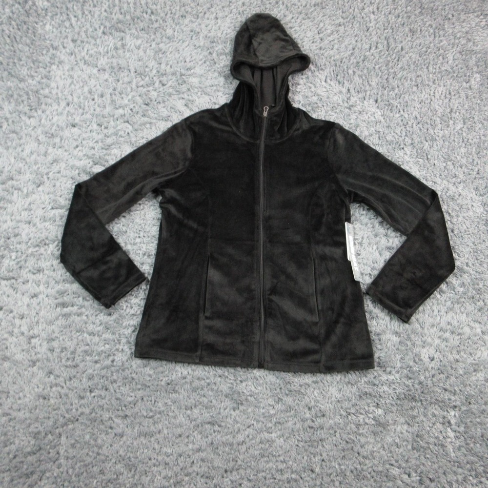 32° HEAT Jacket Womens Small Black Hooded Full Zip Fleece Pockets Stretch NWT